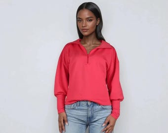 Damessweater, zwarte sweatshirt met rits, sweatshirt met opstaande kraag, sweatshirt met lange mouwen, sportsweater, sweatshirt met rits