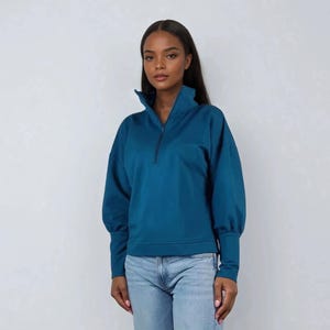 Women&#39;s sweatshirt, black zipper sweatshirt, stand-up collar sweatshirt, long sleeve sweatshirt, sports sweatshirt, zip-up sweatshirt