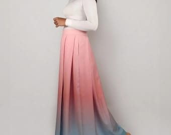 Maxirok, rok met zakken, avondjurk, lange rok, elegante rok, avondjurk, ombre rok, sportrok, rok met patroon, blauwe rok
