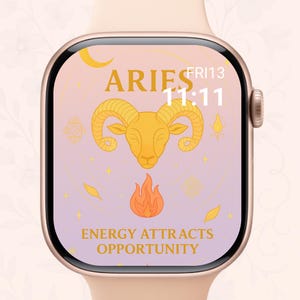 Aries Zodiac Apple Watch Wallpaper – Energy Attracts Opportunity | Fiery Horoscope Digital Art