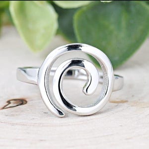 Trending Silver Spiral Ring, Minimalist Swirl Design, Boho Statement Ring, Modern Ring, Boho Wrap Ring, Sterling Silver Round Spiral Ring