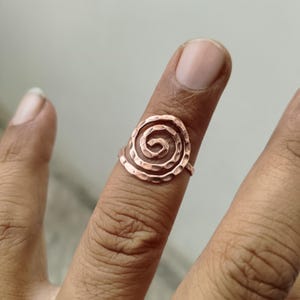 Handmade Copper Spiral Ring: Rustic Boho Statement Jewelry
