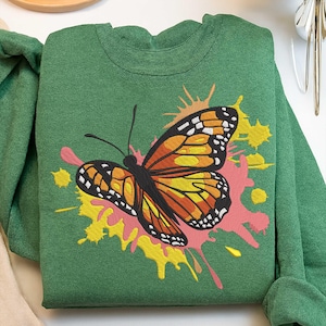Monarch Butterfly Embroidery Design, Color Splash Butterfly Stitch, Artistic Insect Machine Embroidery, Digital Download