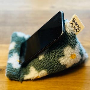 Handyhalter Kissen - Smartphone Ständer Stoff - Handy Sitzsack - iPhone Halter Bett Sofa - Tablet Kindle Halter handgemacht
