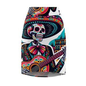 Mexican Skeleton Pencil Skirt - Day of the Dead Style