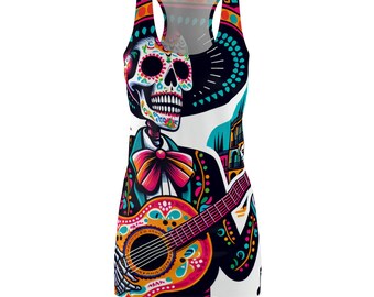 Mexican Skeleton Racerback Dress - Colorful Skeleton Design