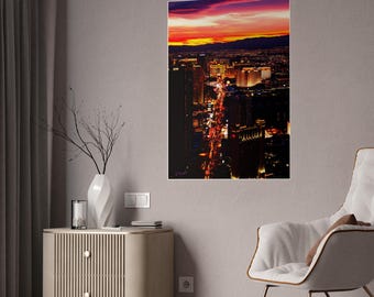 Las Vegas Skyline Sunset Gloss Poster
