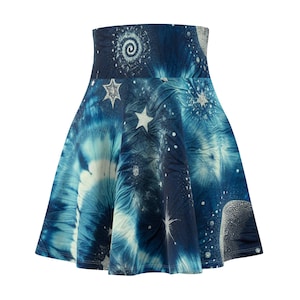 Celestial Dream Women&#39;s Skater Skirt - Galaxy Print Dance Skirt