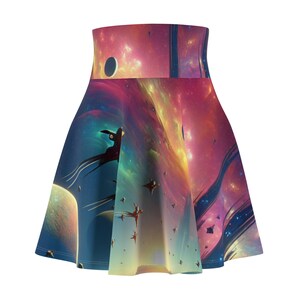 Cosmic Print Women&#39;s Skater Skirt | Space-Themed Fashion for Sci-Fi Lovers