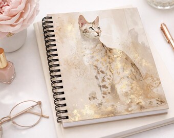 Gouden spiraal notitieboek Bengaalse kat | Elegant gelijnd dagboek