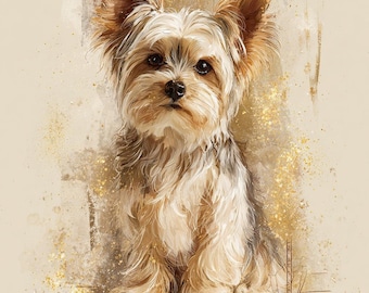 Yorkshire Terrier Portrait Print, Yorkie Wall Art, Elegant Dog Wall Decor, Luxury Pet Decor, Gift for Dog Lovers