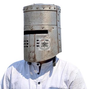 Monty Python Knight Helmet Replica - Holy Grail Cosplay, Aged Steel