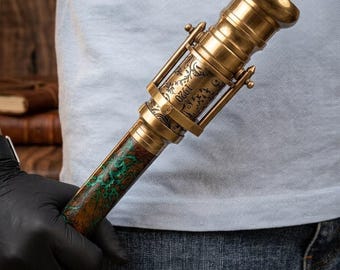 Personalized Brass Walking Cane Telescope - Vintage Spyglass Walking Stick, Nautical Pirate Staff