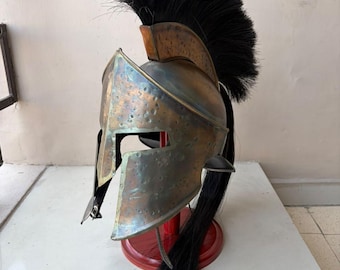 Handmade Spartan Corinthian Helmet with Horsehair Crest | Greek Warrior Costume Armor | Halloween Cosplay Gift