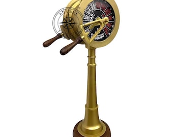 Antique Brass Ship Engine Telegraph | Nautical Maritime Desk Decor, Captain's Wheelhouse Replica