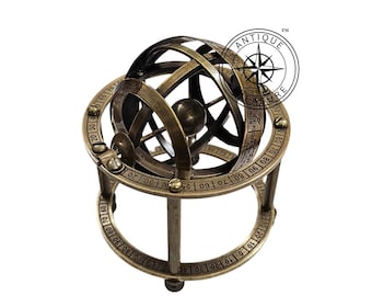 Vintage Brass Small Armillary | Astro Mini Globe Table Top For Sale