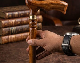 Natural Teak walking Stick/Cane | Grand Parents Christmas Gift
