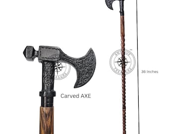 Klassiek aluminium handvat in bijlstijl en spiraalvormige palissander schacht |  Wandelstok cadeau kunstwerk voor volwassenen.