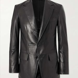Tom Ford Inspired Lambskin Leather Blazer Men Slim Fit Jacket