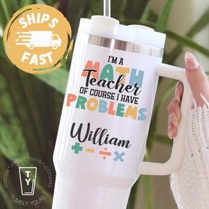 Math Teacher Appreciation 40oz Tumbler, Personalized Gift for Math Teacher, Custom Teacher Thank You Gift, End of School, Back to School Mug