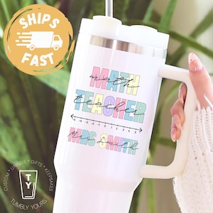 Personalized Math Teacher 40oz Tumbler, Gift for Math Teacher, Custom Teacher Appreciation Thank You Gift, End of School, Back to School Mug