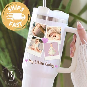 Personalized Baby Photos 40oz Tumbler, Photo Collage Tumbler, Custom Baby Pictures Keepsake, 40oz Photo Tumbler with Handle, Mother&#39;s Day