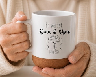 Schwangerschaft verkünden Tasse personalisiert, Ihr werdet Oma Opa, Geschenk für Großeltern, Überraschung Großeltern, Geschenkidee Oma Opa
