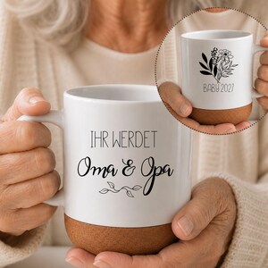 Schwangerschaft verkünden Tasse personalisiert, Ihr werdet Oma Opa, Geschenk für Großeltern, Überraschung Großeltern, Geschenkidee Oma Opa
