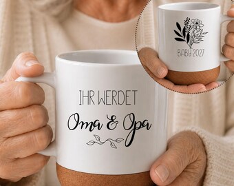 Schwangerschaft verkünden Tasse personalisiert, Ihr werdet Oma Opa, Geschenk für Großeltern, Überraschung Großeltern, Geschenkidee Oma Opa