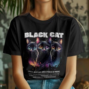 Mystical Black Cat T-Shirt | Cute Cat Lover Gift, Halloween Apparel, Unisex Tee, Pet Owner Shirt, Gift for Cat Enthusiasts
