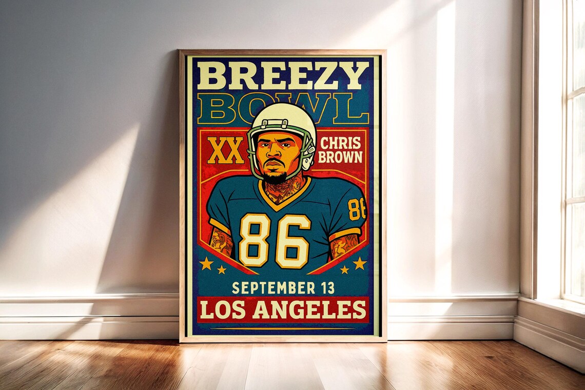 Chris Brown Breezy Bowl 2025 Printable Poster | Printable Wall Art ...