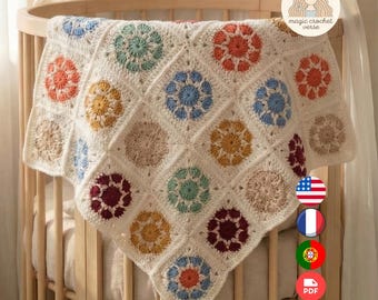 Crochet Granny Square Pattern – Baby Blanket, Wall Hanging PDF (Digital Download)
