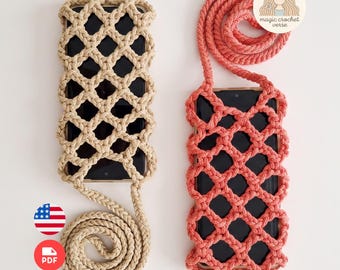 Crochet Phone Pouch Pattern – Mesh Crossbody Phone Bag PDF + Full Video Tutorial