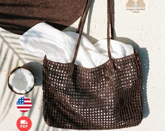 Patrón de bolso de malla de ganchillo - Patrón PDF para bolso de mercado de verano