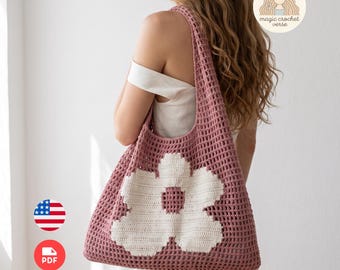 Crochet Flower Tote Bag Pattern – Easy Shoulder Bag PDF