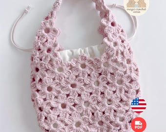 Crochet Floral Motif Bag Pattern - Handmade Purse PDF
