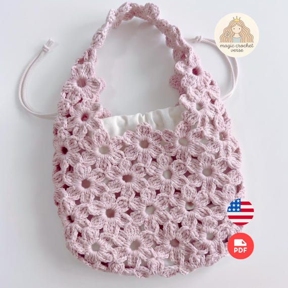 Crochet Floral Motif Bag Pattern - Handmade Purse PDF