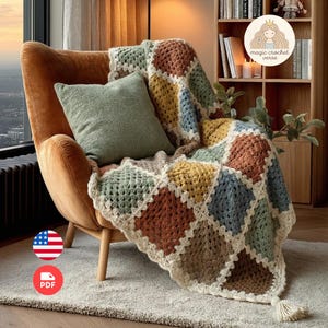 Mormors fyrkantiga filt virkmönster PDF - Nybörjare (digital nedladdning)