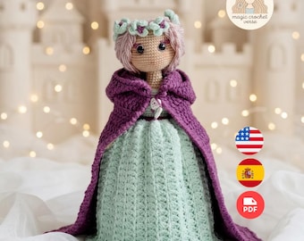 Häkelanleitung Amigurumi Doll - Prinzessin Azur: Abnehmbare Kleidung (PDF-Muster)
