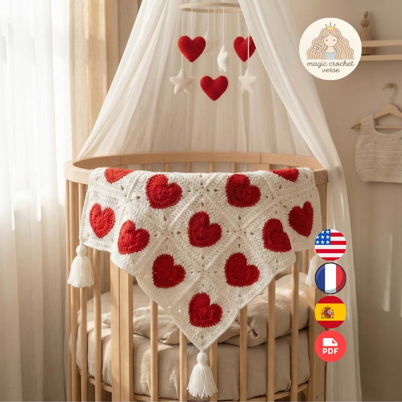 Crochet Heart Granny Square Baby Blanket Pattern – Beginner PDF ...