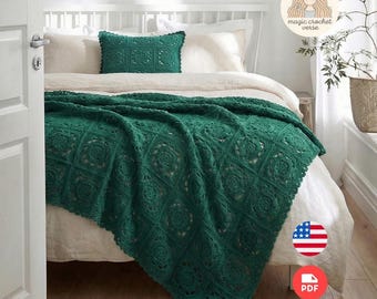Crochet Blanket Pattern – Lacy Granny Square | Openwork PDF Pattern, Pillow Option