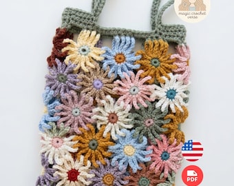 Crochet Flower Bag Pattern - Floral Tragetasche PDF Digital Download