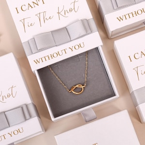 Bridesmaid Proposal Gift Set: Knot Necklace, 925 Silver, Rose Gold