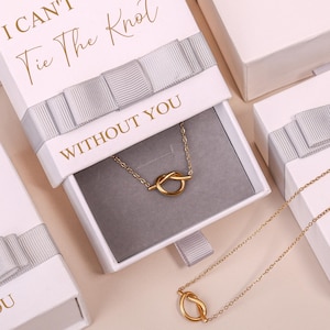 Bridesmaid Proposal Knot Necklace Gift Set: 925 Silver, Rose Gold