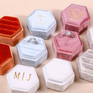 Custom Velvet Wedding Ceremony Ring Box|Wedding Gift Engagement Ring Box|Wedding Ring Box Proposal Ring Bearer 2 ring holder wedding velvet