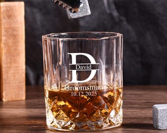 Engraved Whiskey Glass, Personalized Gift for Him, Best man gift, gift for him