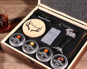 Personalized Smoked Whiskey Cocktail Kit,Whisky Gifts for Dad,Burning Whiskey Barrel,Whiskey Drink Set,Personalized Whiskey Smoker Set