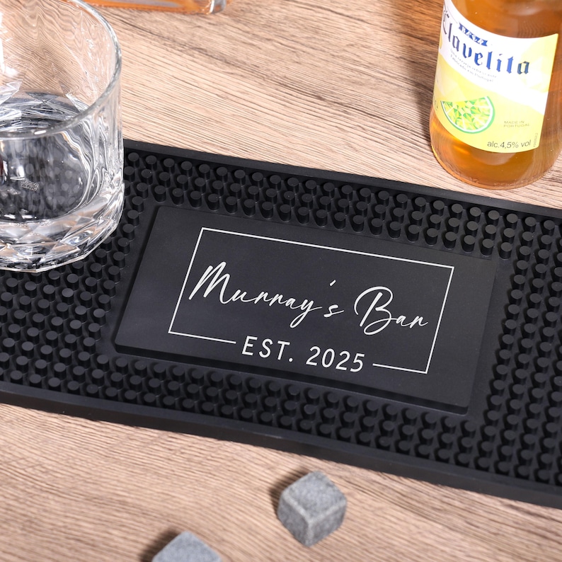 Personalized Custom Bar Mat | Custom Bar Runner Coffee Bartender Mat | Home Bar Pub Accessories Rubber Bar Mat Gifts For Father
