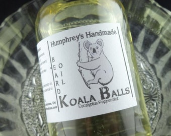 Men's KOALA BALLS Beard Oil 2oz, Eucalyptus Peppermint All Natural Serum, Squeeze Bottle Conditioner Apricot Kernel, Avocado, Essential Oil