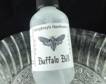 BUFFALO BILL Men's Body Spray, Leather Scented Handcrafted Perfume Room and Linen Spray 2 oz, Witch Hazel Fragrance Scent Masculine Cowboy